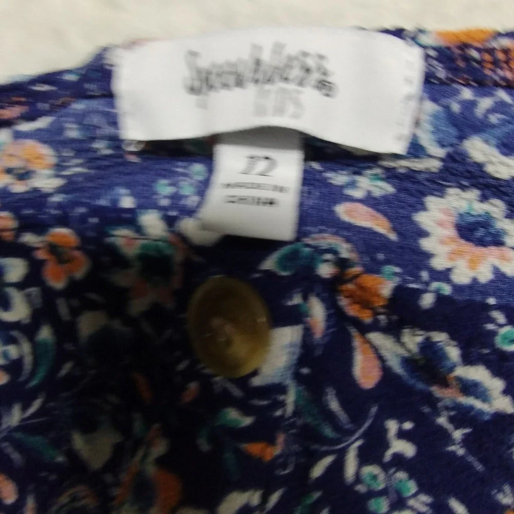 Speechless Girls 2pc‎ Blue Floral Matching Skirt Set Puff Sleeve Top Size12